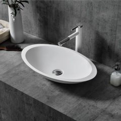 Supplier Oval Above Counter Top Artificial Stone Bathroom Basin XA-A23