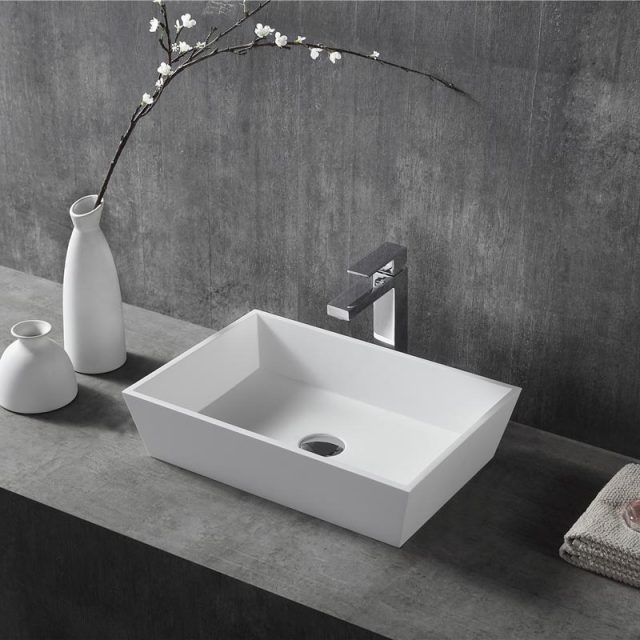 Wholesale Price Rectangle Above Counter Top Resin Stone Wash Basin XA-A33A