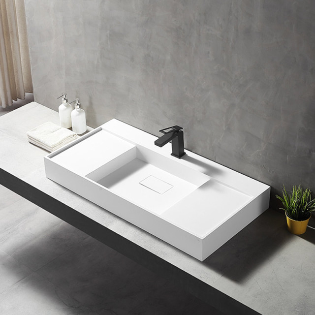 Supplier Rectangle Above Counter Top Sink & Wall Hung Single Wash Basin TW-G225