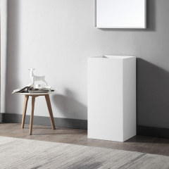 China Wholesale Factory Square Freestanding Stone Resin Pedestal Bathroom Wash Basin XA-Z23