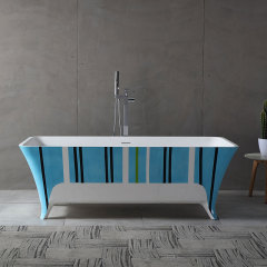 Rectangle Art Colorful Freestanding Artificial Stone Bathtub XA-8812H