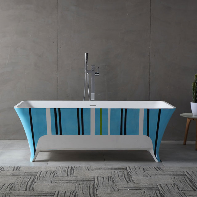Rectangle Art Colorful Freestanding Artificial Stone Bathtub XA-8812H