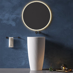 Exporter Groove Round Freestanding Pedestal Bathroom Diagonal Stripes Fluted Basin TW-Z317