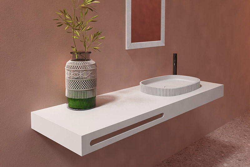 Wall-Mount Hung Artificial Stone Solid Surface Wash Basin Single Bathroom Sink TW-G8681T