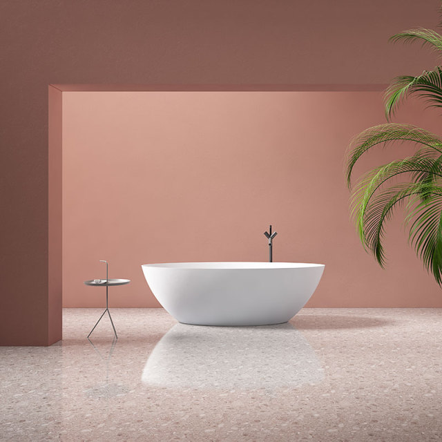 Large Oval Freestanding Artificial Stone Bathtub TW-8612
