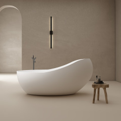Unique Design Big Oval Freestanding Artificial Stone Bathtub TW-8662