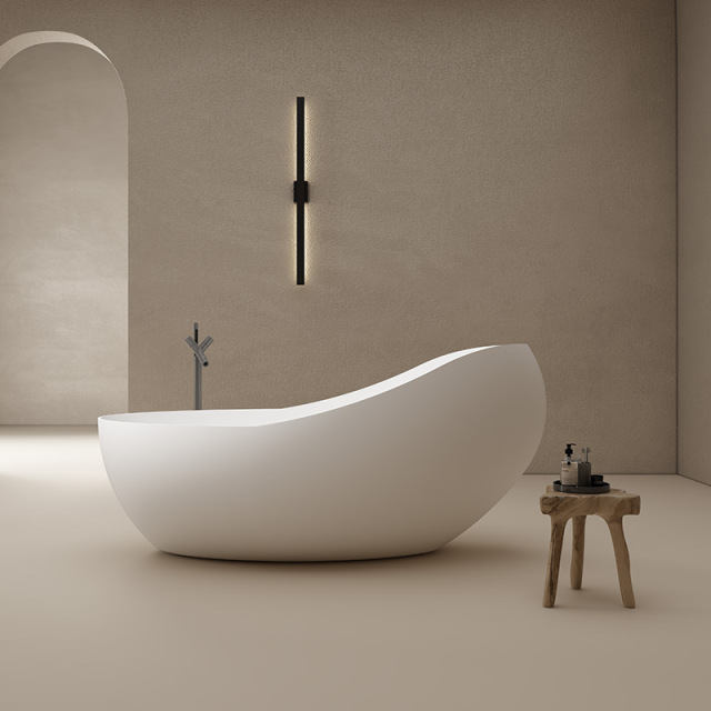 Unique Design Big Oval Freestanding Artificial Stone Bathtub TW-8662