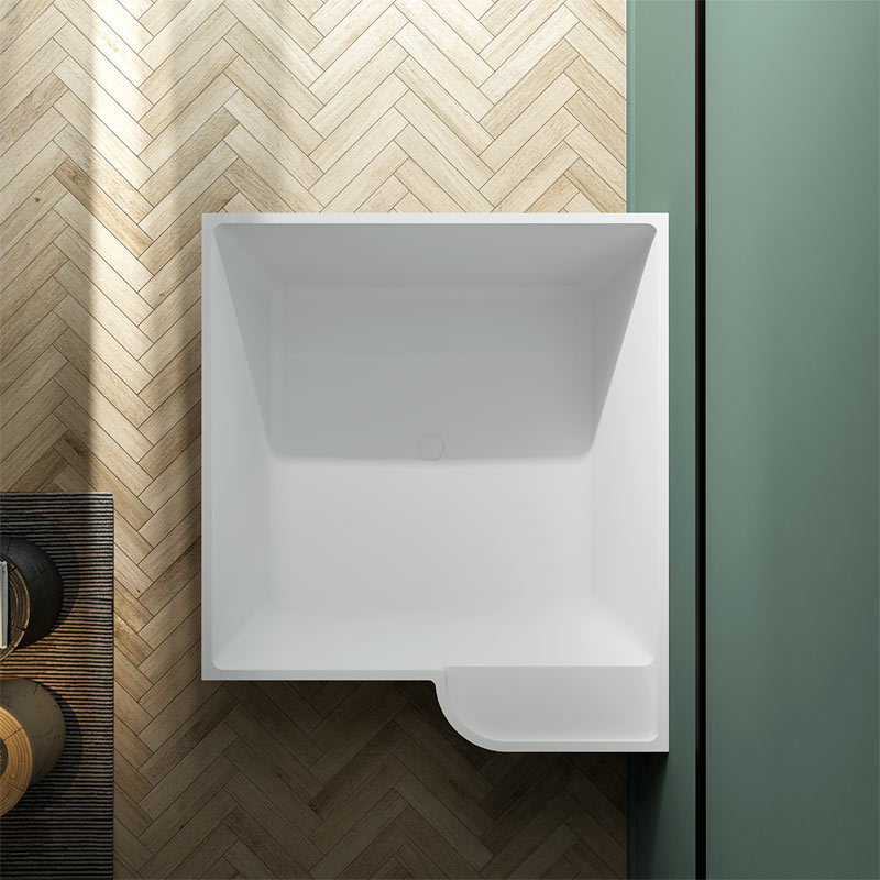 Square Back To Wall Freestanding Solid Surface Bathtub TW-8668