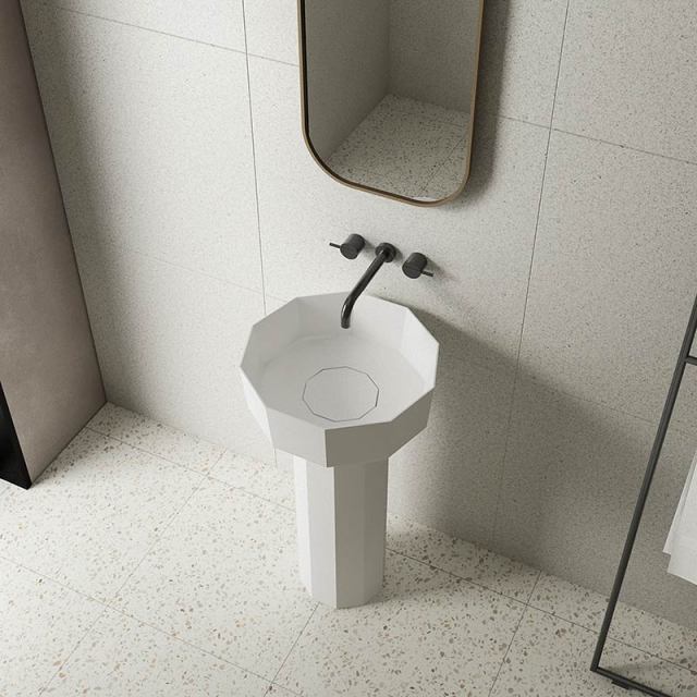 Popular Wholesale Designer Polygon Freestanding Pedestal Sink Bathroom Wash Basin TW-Z369