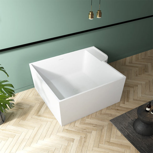 Square Back To Wall Freestanding Solid Surface Bathtub TW-8668