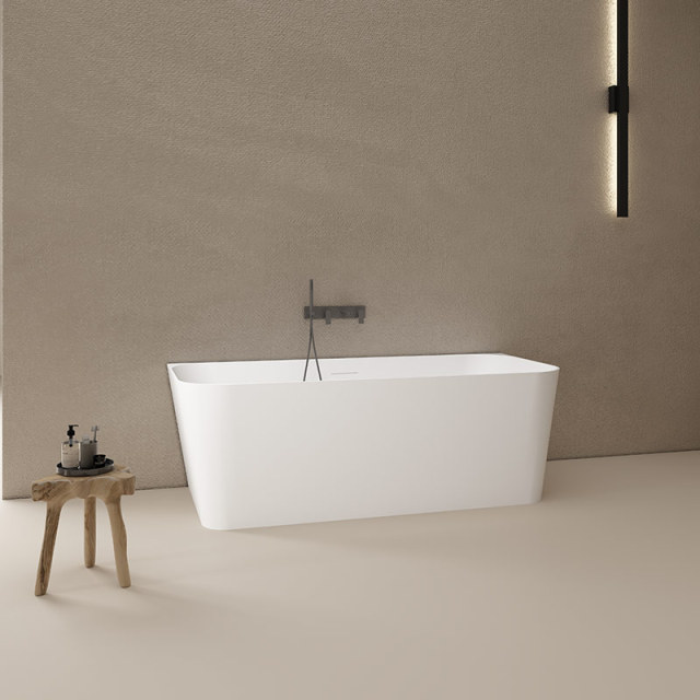Factory Wholesale Back To Wall Freestanding Artificial Stone Bathtub TW-8622