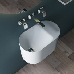 Wholesale Fashion Wall-Mount Hung Artificial Stone Wash Basin Single Bathroom Sink TW-G901