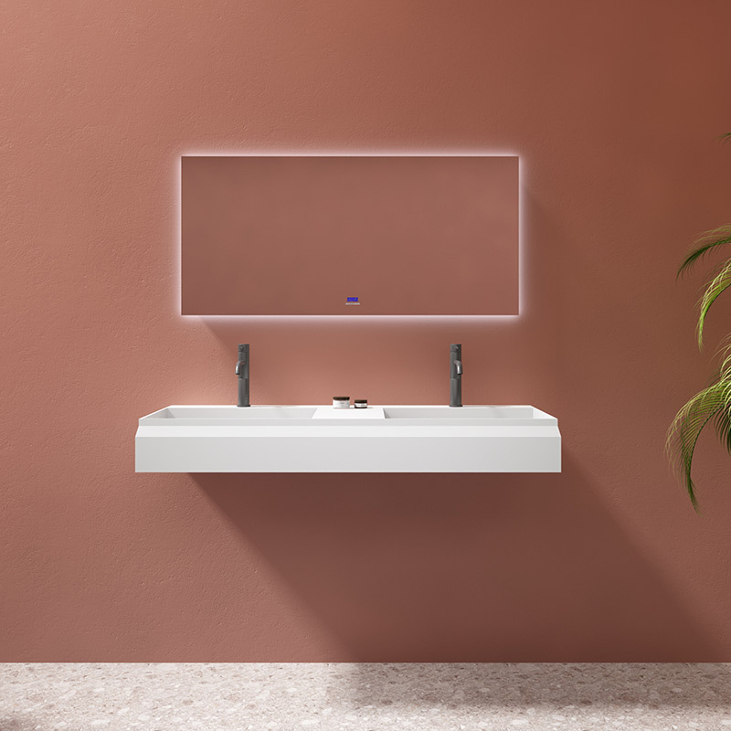 Wall-Mount Hung Corian Double Bathroom Sink TW-8635GAA