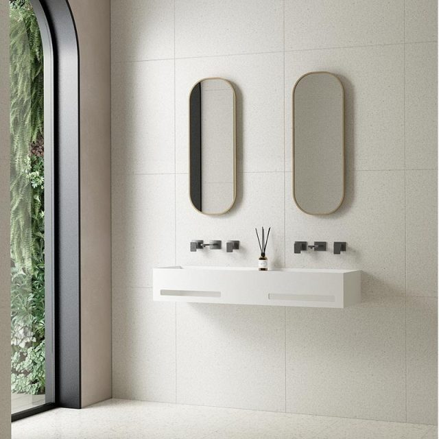Wholesale Price Wall-Mount Hung Solid Surface Wash Basin Double Bathroom Sink TW-G813