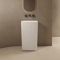 Wholesale Fashion Rectangle Freestanding Pedestal Fluted Bathroom Basin TW-8682Z