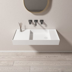 Wholesale High End Quality Wall-Mount Hung Artificial Stone Wash Basin Single Bathroom Sink TW-G802