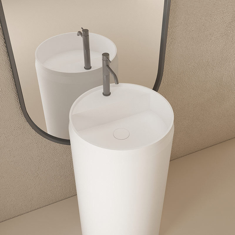 Supplier Round Freestanding Artificial Stone Bathtub Solid Surface Wash Basin Bathroom Sink Complete Set TW-8639 Series