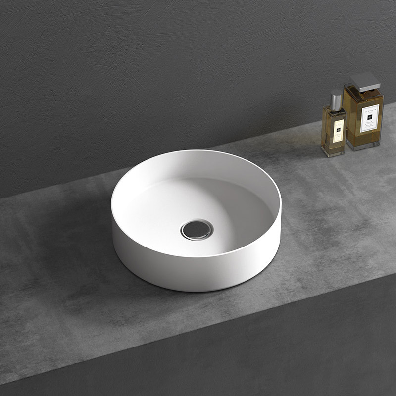 China Wholesale Factory Round Above Counter Top Artificial Stone Wash Basin XA-A10