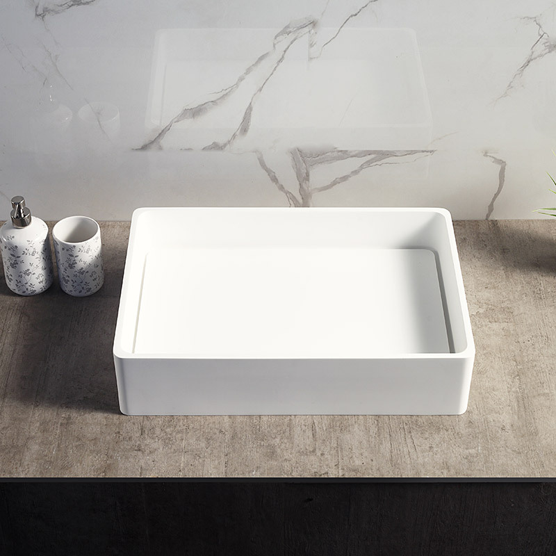 Supplier Rectangle Counter Top Vessel Solid Surface Wash Basin XA-A28A