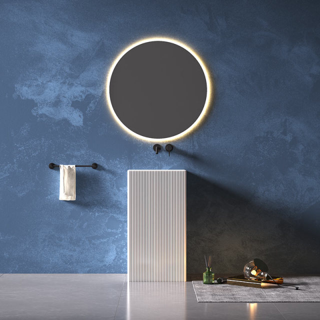 Quality Wholesale Unique Design Square Freestanding Fluted Pedestal Bathroom Vertical Line Wash Basin Sink TW-Z315