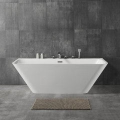 Quality Wholesale Unique Design Rectangle Back To Wall Freestanding Stone Resin Bathtub XA-8836