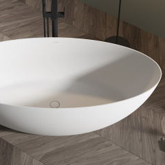 Supplier Egg-shaped Freestanding Artificial Stone Bathtub XA-8863
