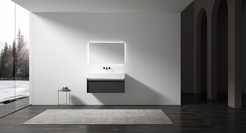 Single Counter Top Sink Wall Mounted Hanging Bathroom Vanity Cabinet WBL-0312