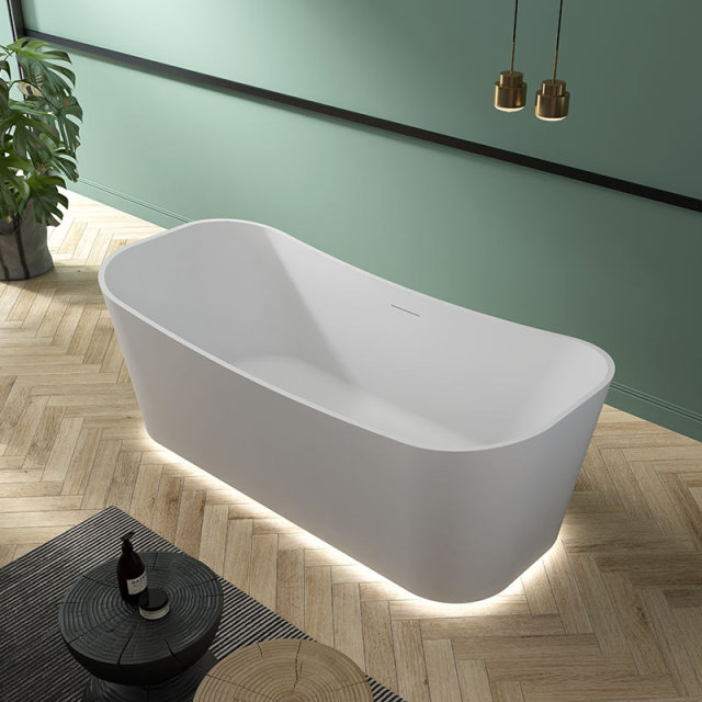 High Quality Rectangle Freestanding Artificial Surface Illuminated Bathtub With Lights TW-8617