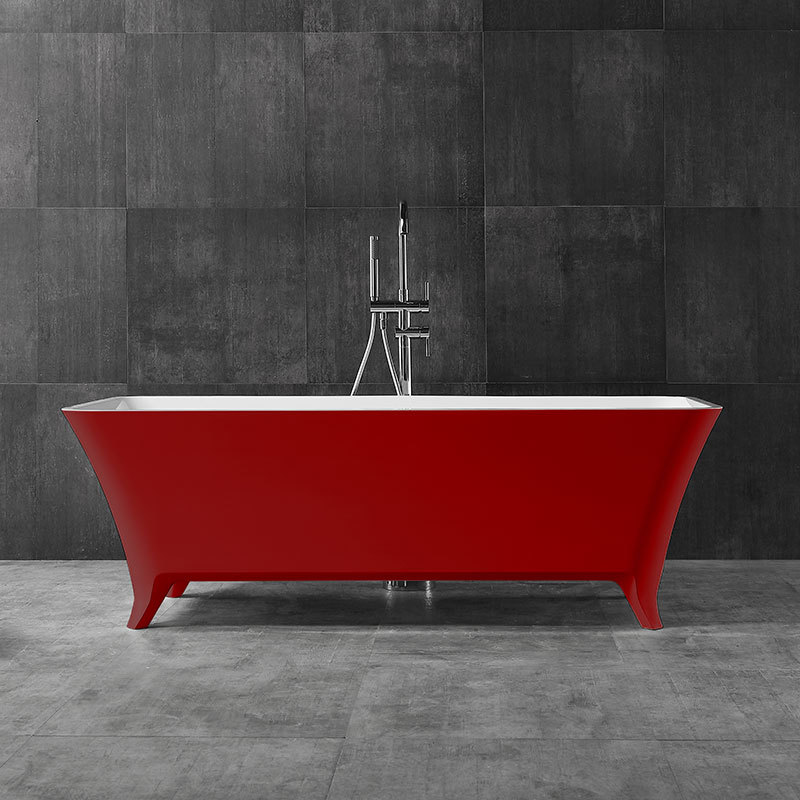 Quality Wholesale Unique Design Colorful Rectangle Freestanding Artificial Stone Bathtub XA-8812