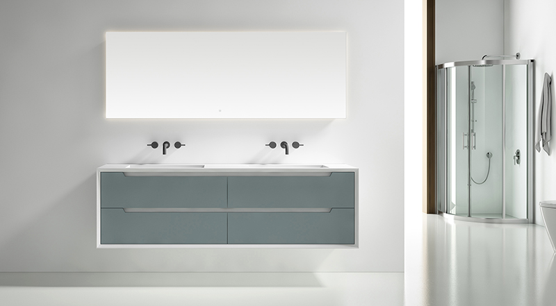 Double Under Counter Sink Floating Bathroom Vanity Cabinet TW-2802