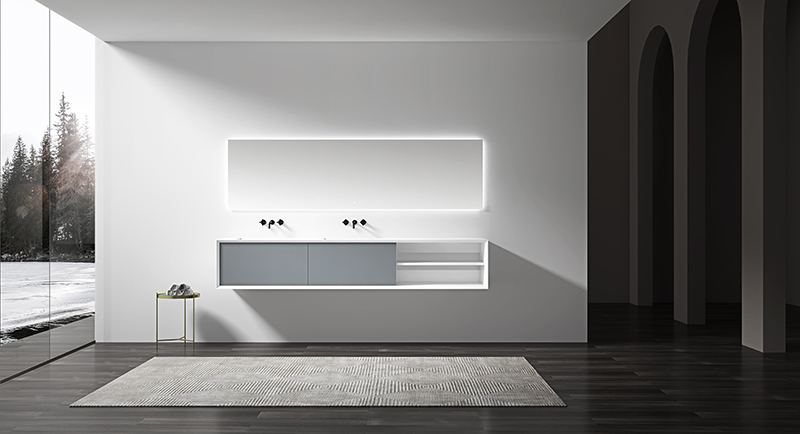 Double Under Counter Sinks Floating Bathroom Vanity Cabinet WBL-2518