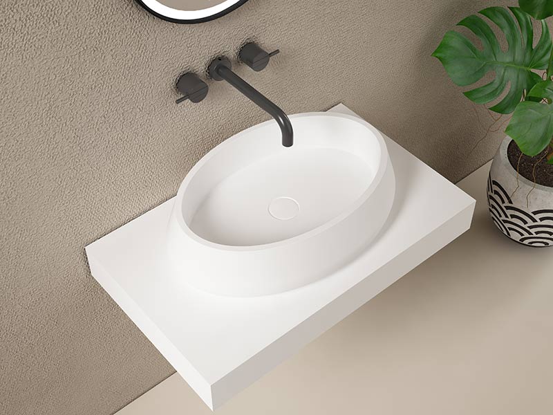 Oval Above Counter Top Corian Wash Basin TW-G8693A