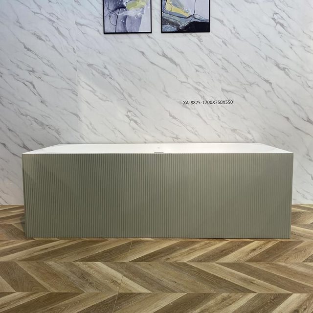 Wholesale Price Rectangle Vertical line Freestanding Groove Corian Bathtub XA-8825