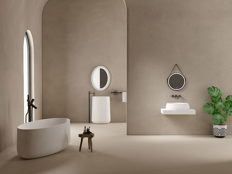 Oval Freestanding Artificial Stone Bathtub Solid Surface Wash Basin Bathroom Sink Complete Set TW-8693 Series