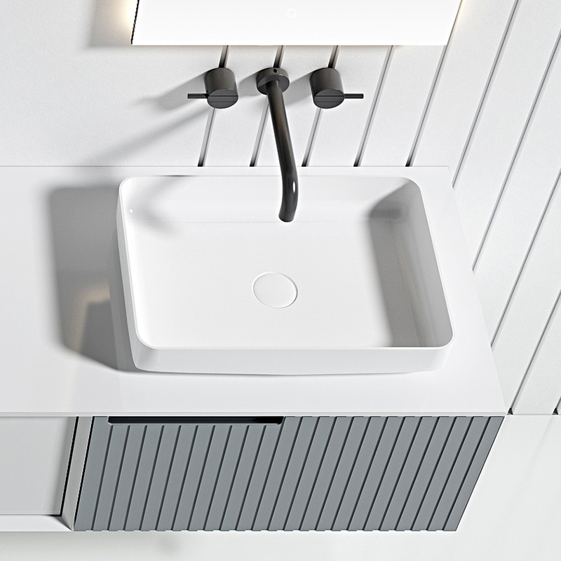 Wholesale High End Quality Rectangle Counter Top Vessel Solid Surface Wash Basin TW-A109