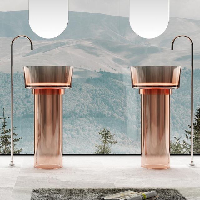 Manufacturer Freestanding Pedestal Clear Resin Wash Sink TW-Z368T