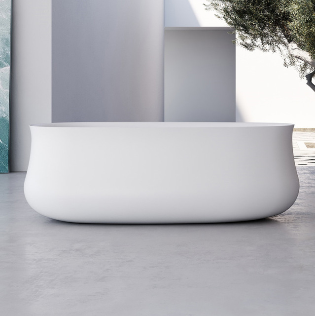 Modern Freestanding Oval Artificial Stone Bathtub TW-8105