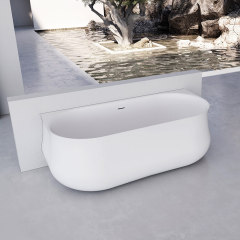 High End Freestanding Back To Wall Artificial Stone Bathtub TW-8103