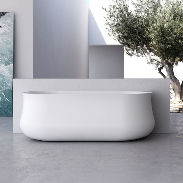 High End Freestanding Back To Wall Artificial Stone Bathtub TW-8103