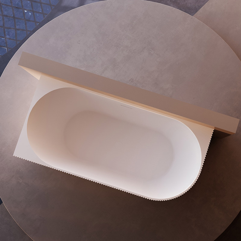 Freestanding Corner Groove Acrylic Vertical line Stripes Fluted Bathtub TW-7183