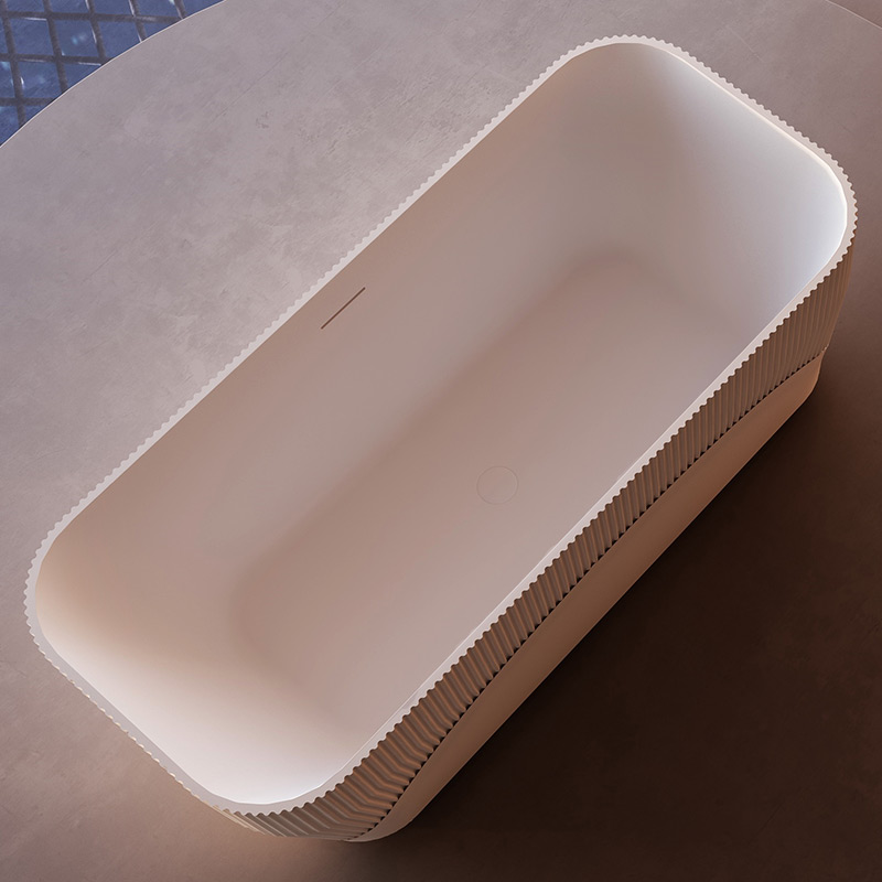 Rectangle Vertical Stripes Fluted Acrylic Bathtub TW-7182