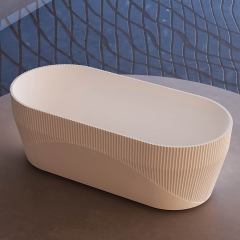 Wholesale Fashion Fluted Oval Vertical Stripes Freestanding Acrylic Bathtub TW-7181