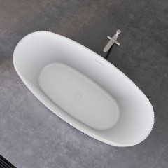 Oval Half Vertical line Fluted Stripes Standalone Groove Acrylic Bathtub TW-7108