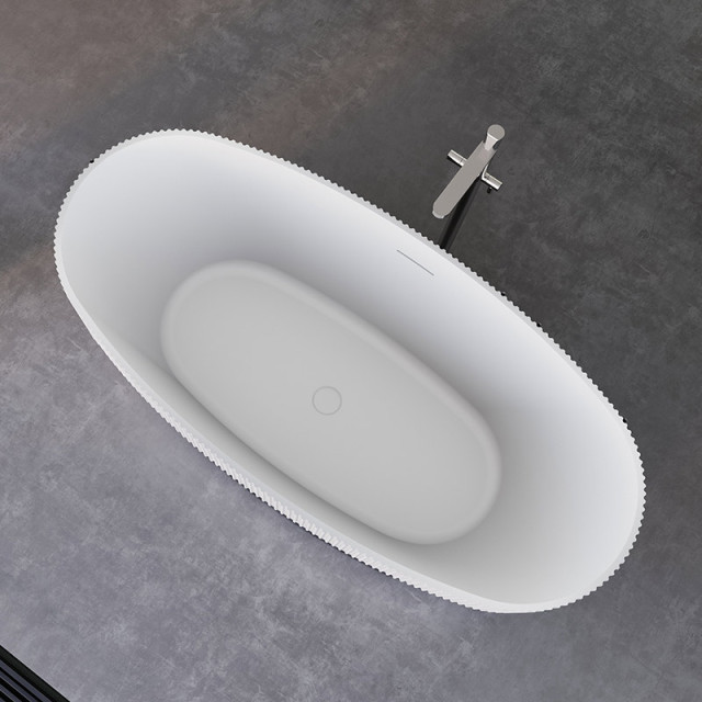 Oval Half Vertical line Fluted Stripes Standalone Groove Acrylic Bathtub TW-7108