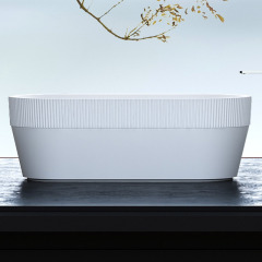 High-End Half Fluted Oval Vertical Stripes Freestanding Acrylic Bathtub TW-7101
