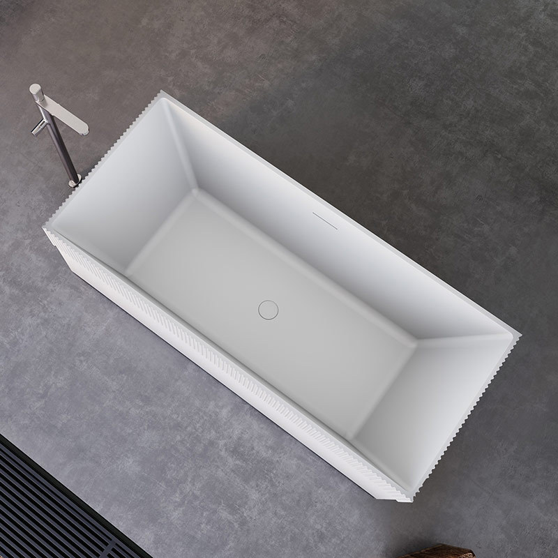 Rectangle Half Vertical Stripes Fluted Self Standing Acrylic Origami Bathtub TW-7105