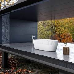 High-End Half Fluted Oval Vertical Stripes Freestanding Acrylic Bathtub TW-7101