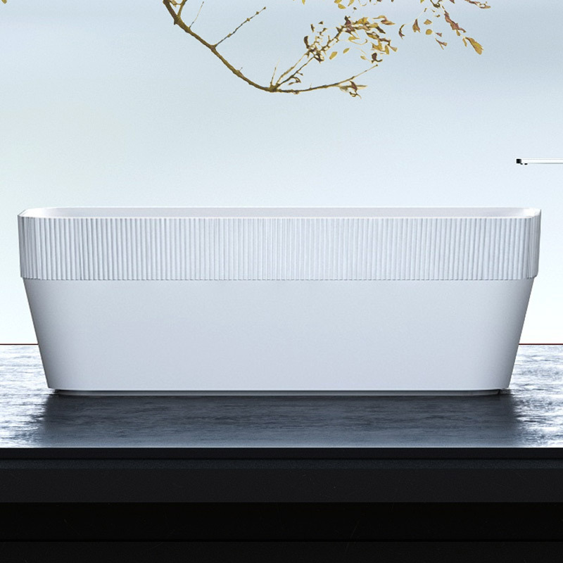 Rectangle Half Vertical Stripes Fluted Acrylic Tubs TW-7102