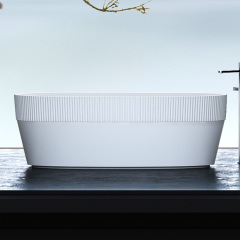 Oval Half Vertical line Fluted Stripes Standalone Groove Acrylic Bathtub TW-7108