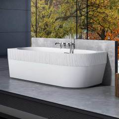 Corner Half Groove Vertical line Stripes Fluted Acrylic Freestanding Bathtub TW-7103